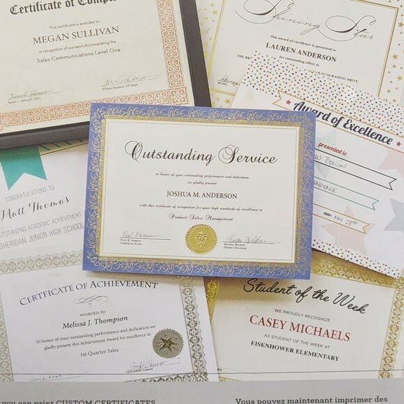 Gartner Studio Gold Foil Double Motif Printable Most Printers 15ct Certificates - Picture 10 of 16